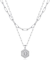 PendantPop: Dainty Gold Necklace for Women - 14K Solid Gold Over Layering Necklaces for Women Cute Hexagon Letter Initial Necklaces for Women Gold Layered Necklaces for Women Jewelry Gifts