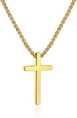 PendantPop:  Cross Necklace for Men, Silver Black Gold Stainless Steel Plain Cross Pendant Necklace for Men Box Chain 16-30 Inch