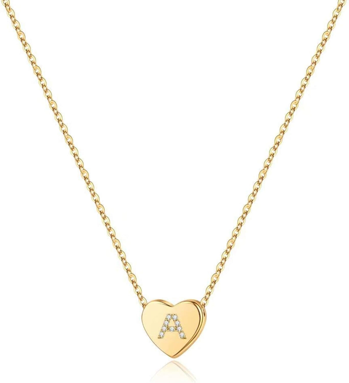PendantPop:  Initial Heart Necklace for Girls Women, Dainty Cubic Zirconia Initial Heart Pendant Necklace for Women Girls Jewelry Gifts