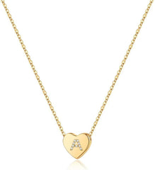 PendantPop:  Initial Heart Necklace for Girls Women, Dainty Cubic Zirconia Initial Heart Pendant Necklace for Women Girls Jewelry Gifts