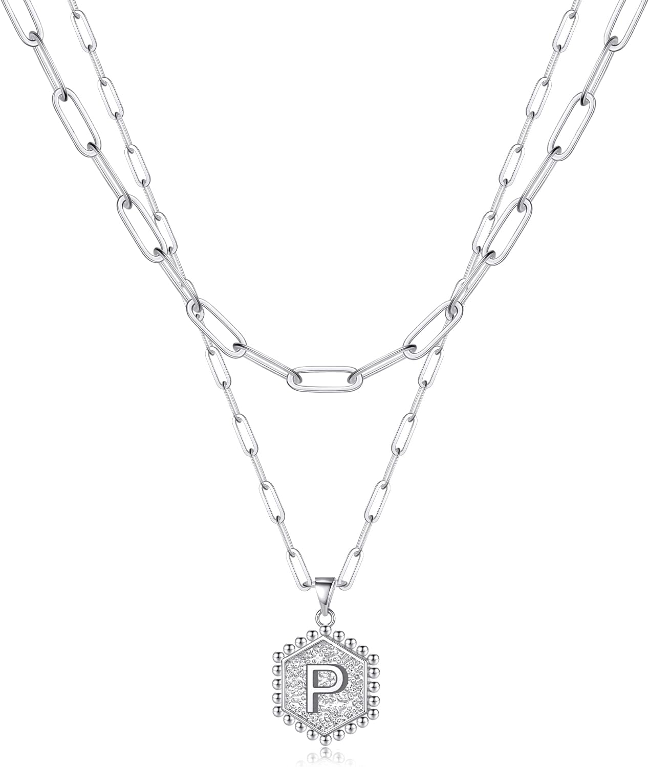 PendantPop:  Dainty Gold Necklace for Women - 14K Solid Gold Over Layering Necklaces for Women Cute Hexagon Letter Initial Necklaces for Women Gold Layered Necklaces for Women Jewelry Gifts
