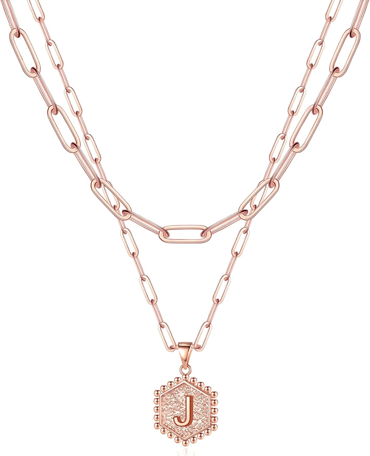 PendantPop:  Dainty Gold Necklace for Women - 14K Solid Gold Over Layering Necklaces for Women Cute Hexagon Letter Initial Necklaces for Women Gold Layered Necklaces for Women Jewelry Gifts