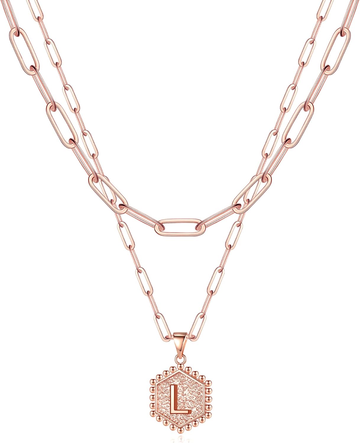 PendantPop:  Dainty Gold Necklace for Women - 14K Solid Gold Over Layering Necklaces for Women Cute Hexagon Letter Initial Necklaces for Women Gold Layered Necklaces for Women Jewelry Gifts