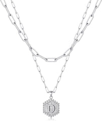 PendantPop:  Dainty Gold Necklace for Women - 14K Solid Gold Over Layering Necklaces for Women Cute Hexagon Letter Initial Necklaces for Women Gold Layered Necklaces for Women Jewelry Gifts
