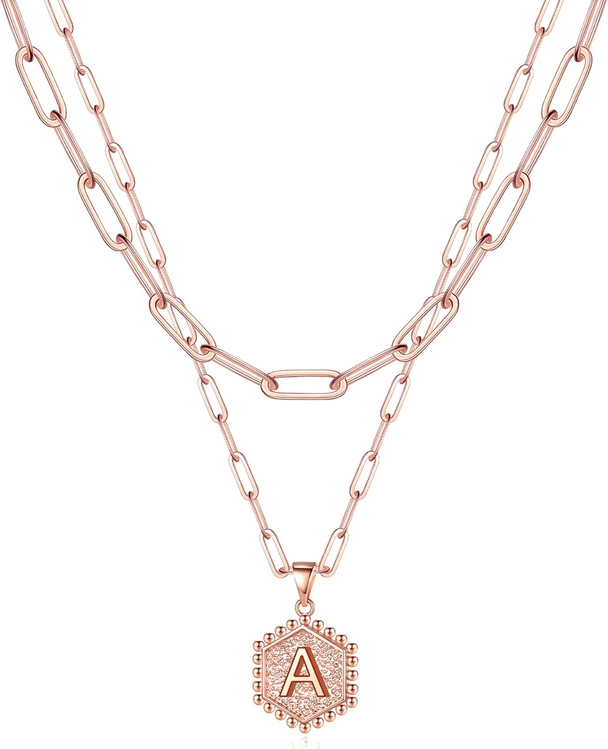 PendantPop:  Dainty Gold Necklace for Women - 14K Solid Gold Over Layering Necklaces for Women Cute Hexagon Letter Initial Necklaces for Women Gold Layered Necklaces for Women Jewelry Gifts