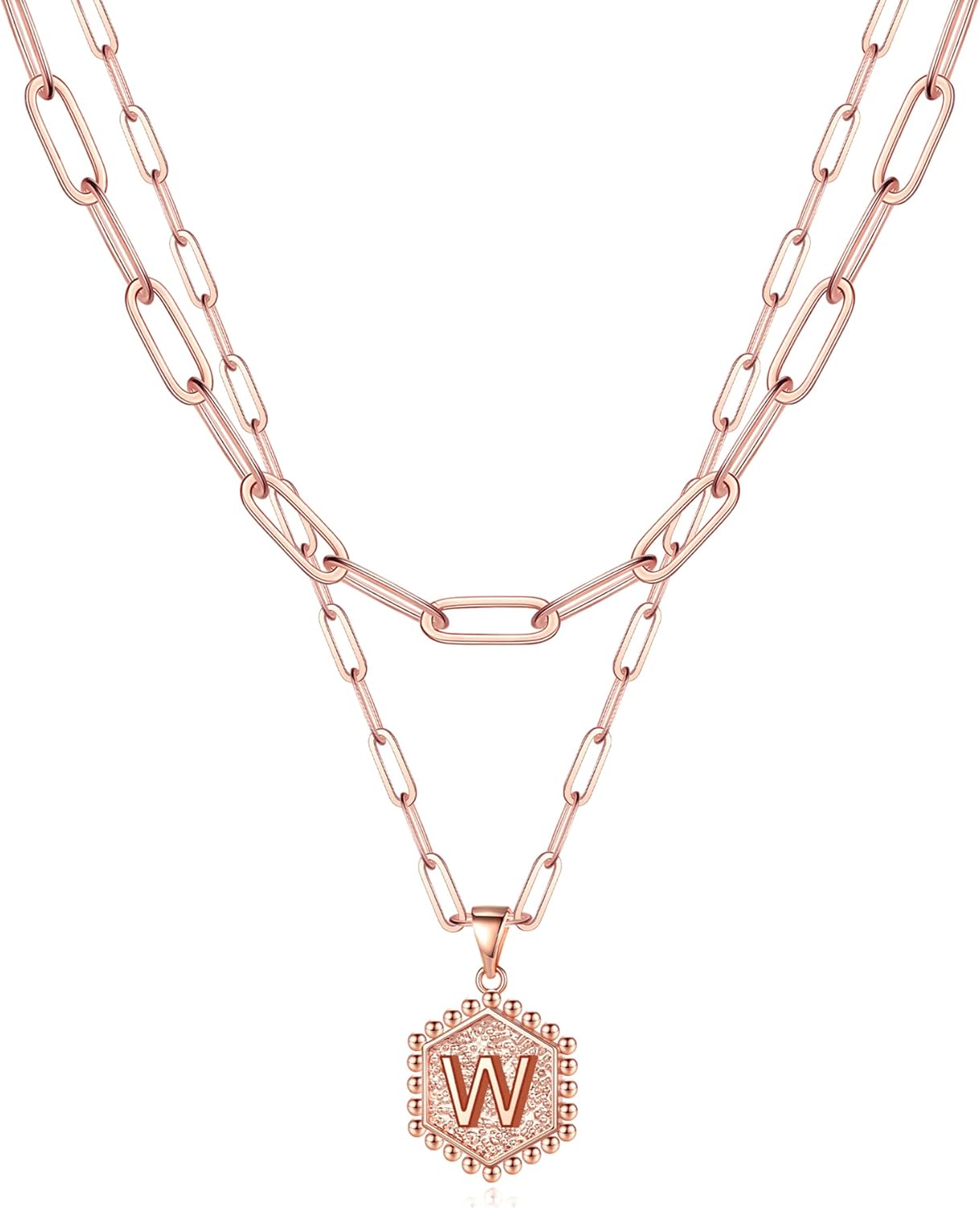 PendantPop:  Dainty Gold Necklace for Women - 14K Solid Gold Over Layering Necklaces for Women Cute Hexagon Letter Initial Necklaces for Women Gold Layered Necklaces for Women Jewelry Gifts