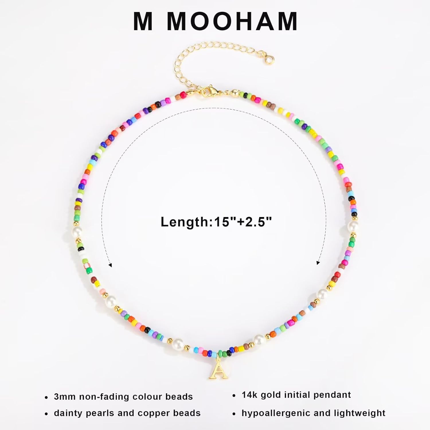 PendantPop:  Colorful Initial Necklaces for Girls - Pearl Beaded Choker Necklace for Women Teen Girl Colorful, Trendy Personalized Letter Initial Gifts Birthday Gifts Kids Jewelry