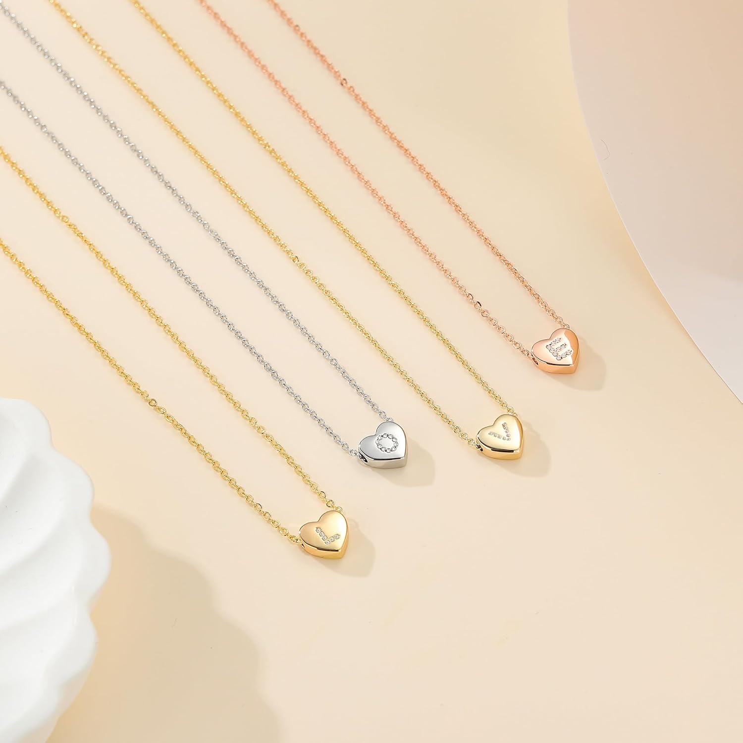 PendantPop:  Initial Heart Necklace for Girls Women, Dainty Cubic Zirconia Initial Heart Pendant Necklace for Women Girls Jewelry Gifts