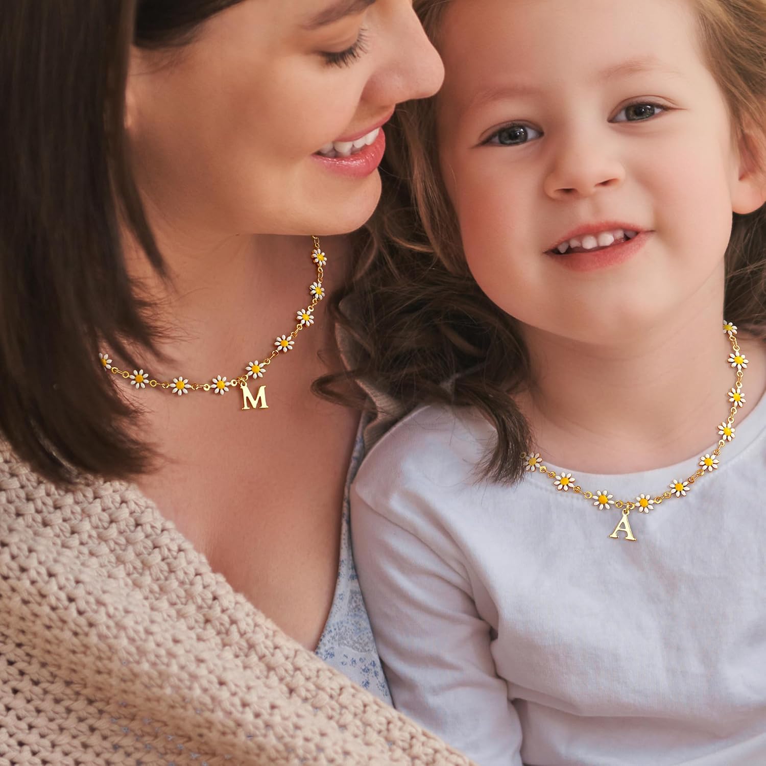 PendantPop:  Flower Initial Necklaces for Girls - Dainty Gold Letter Charm Necklace for Women Trendy, Gold Choker Necklace Daisy Flower Jewelry Personalized Gifts
