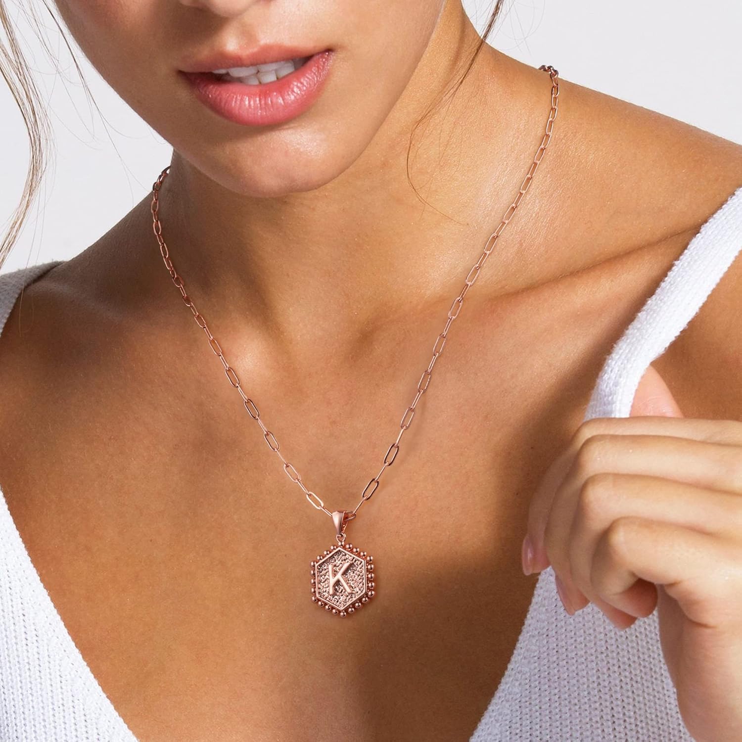 PendantPop:  Dainty Gold Necklace for Women - 14K Solid Gold Over Layering Necklaces for Women Cute Hexagon Letter Initial Necklaces for Women Gold Layered Necklaces for Women Jewelry Gifts