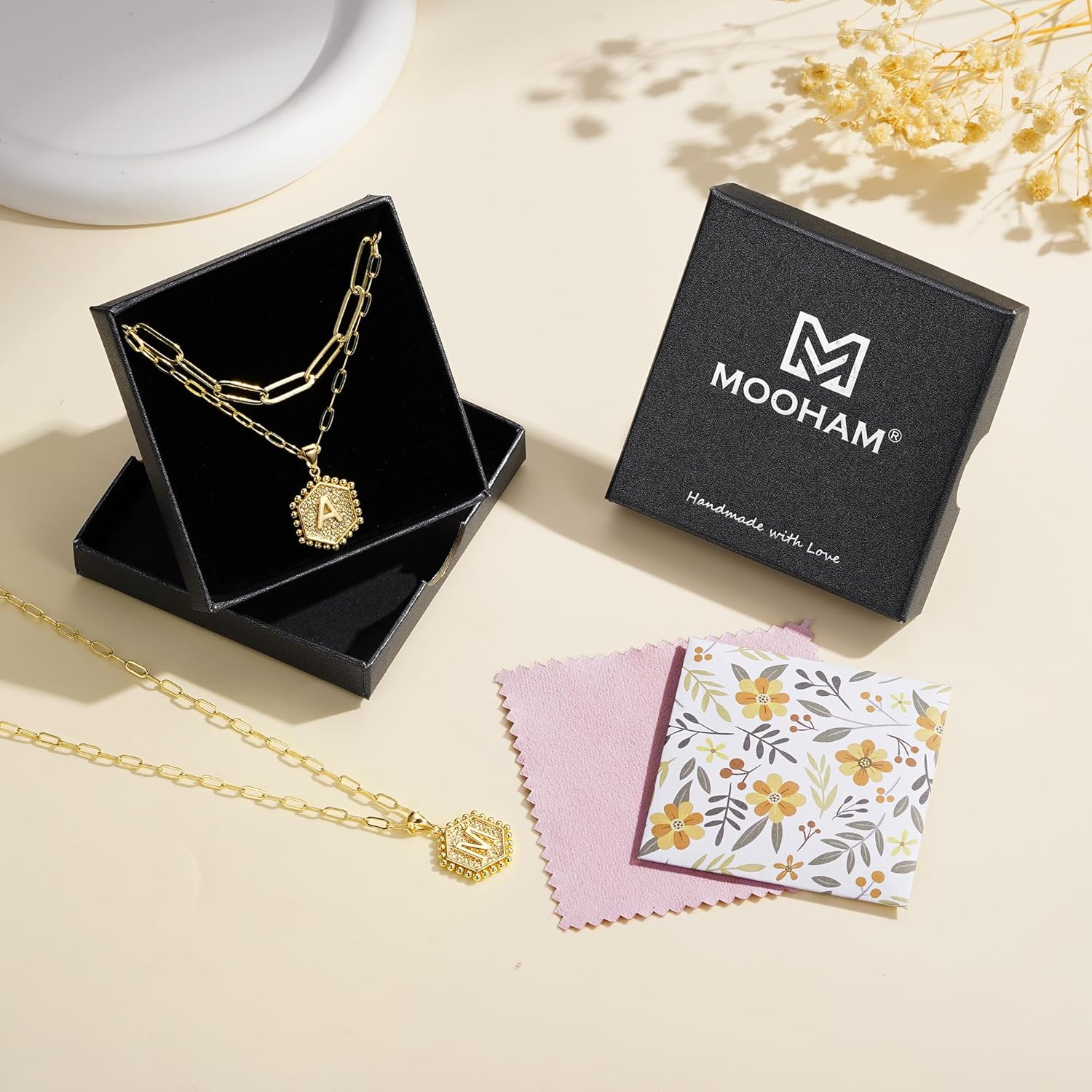 PendantPop:  Dainty Gold Necklace for Women - 14K Solid Gold Over Layering Necklaces for Women Cute Hexagon Letter Initial Necklaces for Women Gold Layered Necklaces for Women Jewelry Gifts