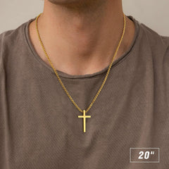 PendantPop:  Cross Necklace for Men, Silver Black Gold Stainless Steel Plain Cross Pendant Necklace for Men Box Chain 16-30 Inch