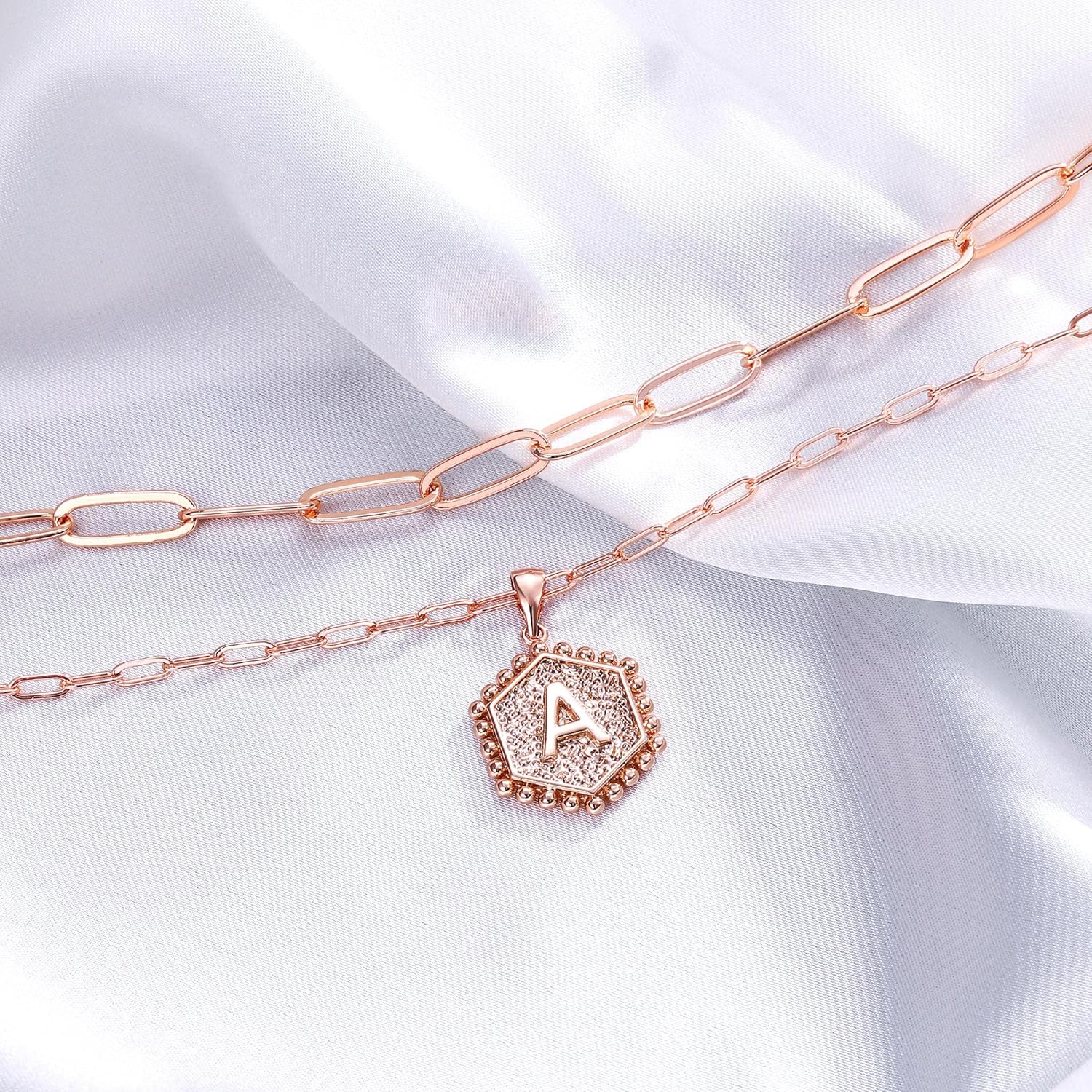 PendantPop:  Dainty Gold Necklace for Women - 14K Solid Gold Over Layering Necklaces for Women Cute Hexagon Letter Initial Necklaces for Women Gold Layered Necklaces for Women Jewelry Gifts